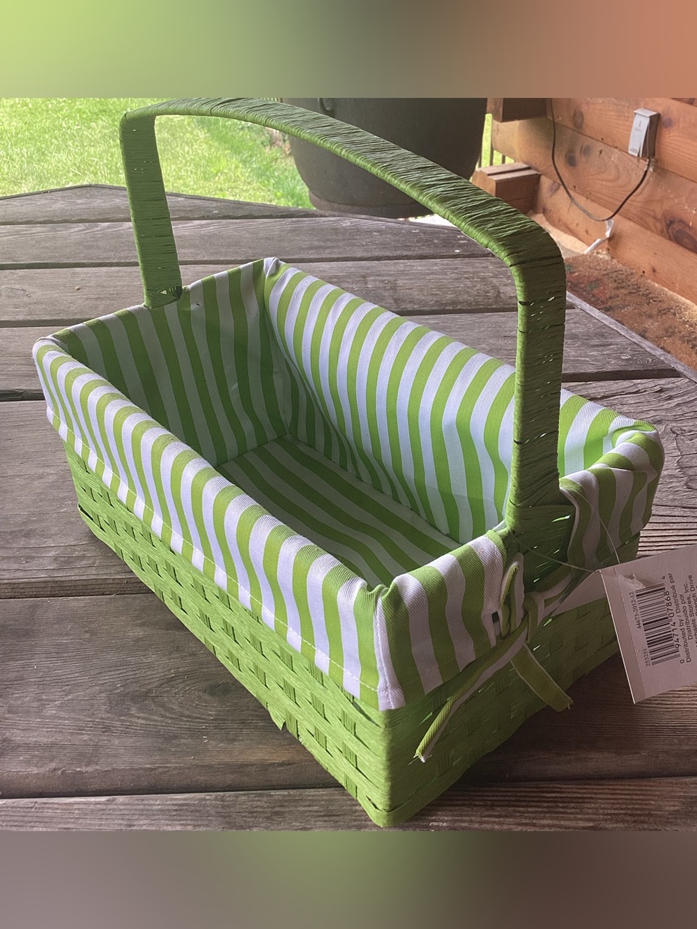 Ashland Sun Kiss Basket in Green and White Stripes